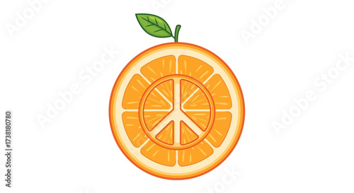 Orange peace sign emblem combining wellness and global harmony depiction