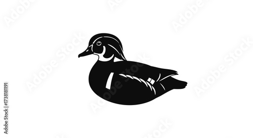 Silhouette of a wood duck elegant simplicity in monochrome design with clean lines