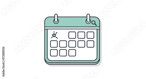 Stylized appointment calendar icon with a star marking an important date or event reminder