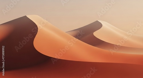 Surreal desert dunes with smooth flowing contours and soft lighting