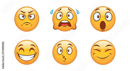 Versatile collection of expressive emoji faces conveying a diverse range of human emotions