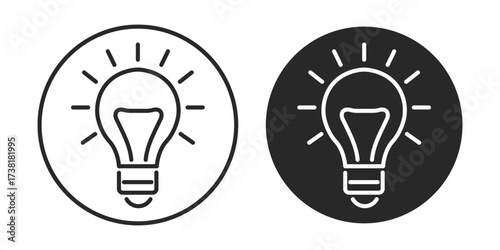 bulb idea line vector icon set