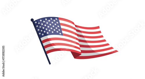 Waving United States flag vector illustration, symbolic patriotic image for designs