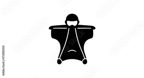 Wingsuit flyer icon, a dynamic vector illustration of extreme sport adventures in a minimalistic