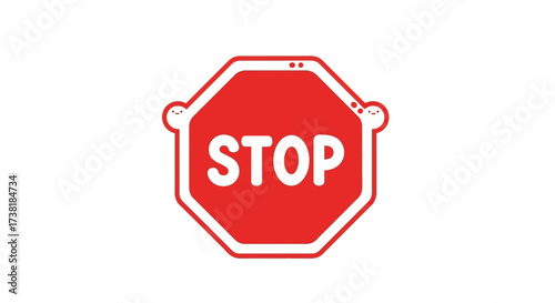 Charming Octagonal Stop Sign with Cheerful Design and Playful White Letters Depicting Order
