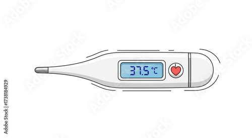 Digital thermometer showing slightly elevated temperature indicating a health concern