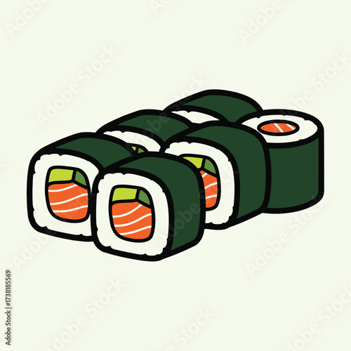 Sushi roll illustration, Japanese food concept