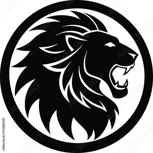 Majestic roaring lion head emblem for branding and design