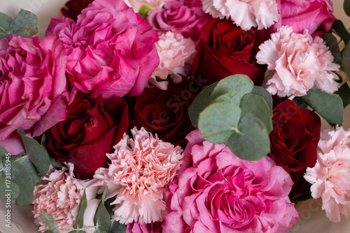 Beautiful bouquet of different flowers. Floral background. Pattern of fresh flowers. Floral card design with dark vintage effect