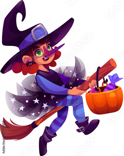 Witch Girl on Broomstick
