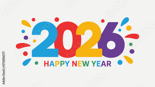 Vector art of colorful 2026 happy new year design