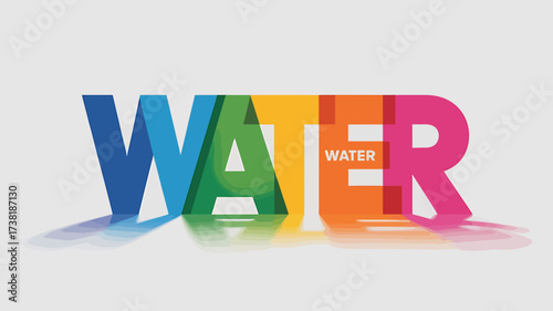 Vector art of colorful water text design with overlapping letters