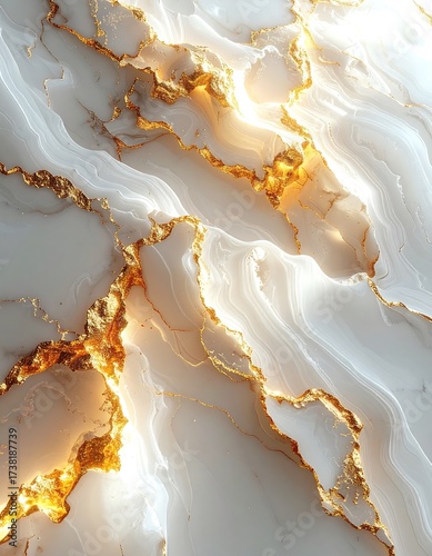 Gold veins in white marble
