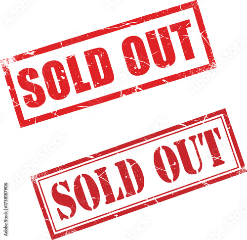 Sold Out Stamp Vector - Red Sold Out Sign