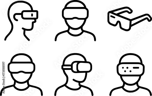 Augmented Reality Device Icons Virtual Reality Headset Glasses Vector Set