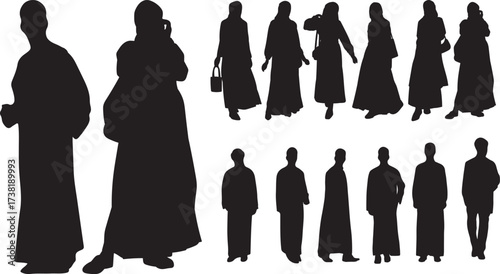muslim girls silhouetter set design vector 