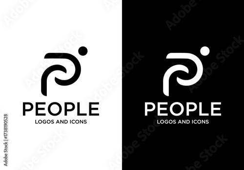 vector logo icon of people with initial P