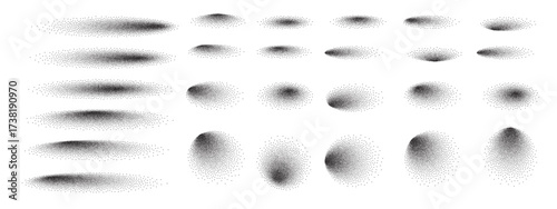 Round noise shadow background with element paint, grain spray and dot. Gradient pixel vector and geometric gradation. Spot texture or abstract tattoo design.
