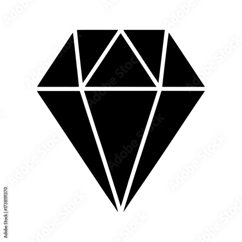 Gem with facets design silhouette shiny crystal jewel vector minimal elegant design with white background