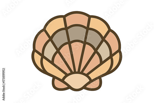 Abstract marine mollusk shell with segmented design and a warm color palette
