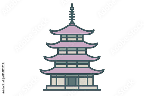 Iconic traditional Japanese pagoda temple building with multiple tiered roofs and spire