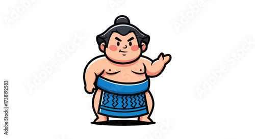 Chibi Sumo Wrestler Illustration with Traditional Mawashi Ready to Rumble or Compete