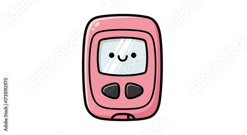 Cute pink gadget with a smiling screen ideal for health monitoring applications