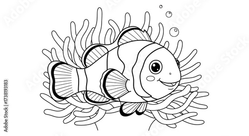 Delightful Clownfish Illustration for Kids' Coloring Books and Creative Educational Projects