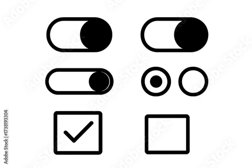 Essential user interface components: toggle switches, radio buttons, and checkboxes