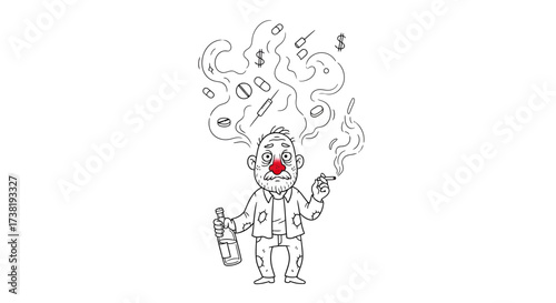 Depiction of Substance Addiction, an Illustration Showing the Cycle of Dependence and its