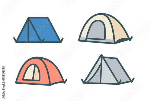 Collection of diverse camping tents for outdoor adventures and wilderness exploration