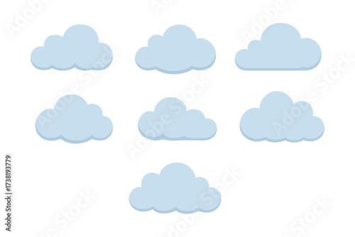 Light blue stylized clouds with soft shadows for weather and sky concepts