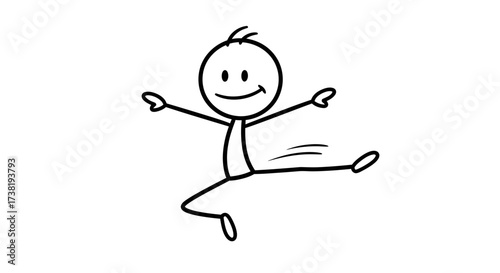 Dynamic stick figure illustration conveying exuberance and youthful energy through playful movement