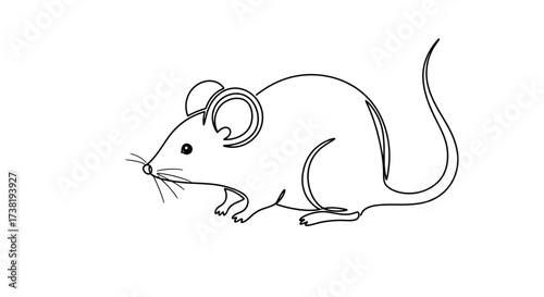 Elegant mouse illustration in continuous line drawing style on a white background