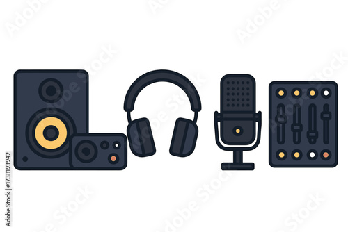 Professional audio recording and mixing equipment for music and podcast production