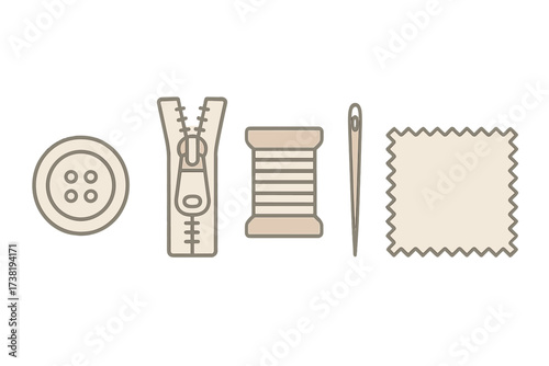 Essential sewing supplies and accessories for tailoring, fashion design, and textile crafts