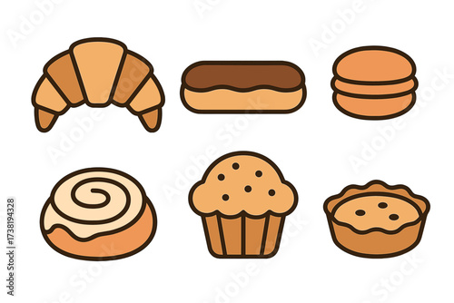 Assortment of delicious baked goods including croissants, muffins, and sweet pastries