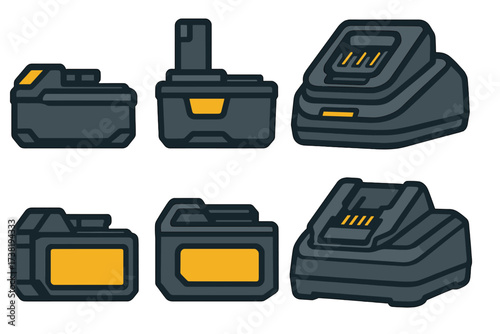 Collection of rechargeable power tool battery packs and charging stations for cordless devices