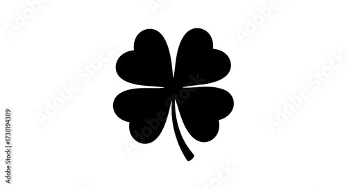 Four-leaf clover silhouette,symbolizing prosperity, luck and irish heritage in simple design