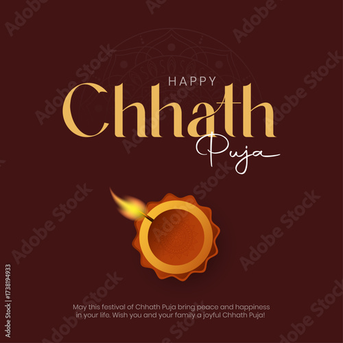 Happy Chhath puja post and greeting card design. Chhath parv celebration creative flyer template vector illustration