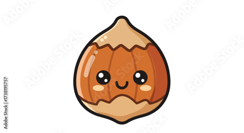 Adorable hazelnut character with big eyes and a cheerful smile creating a playful design