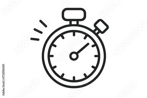 Timer icon, stopwatch symbol. Vector line art. Time management, deadline, countdown concept. Speed, chronometer, clock face. Measurement of seconds, minutes. Fast, urgent.