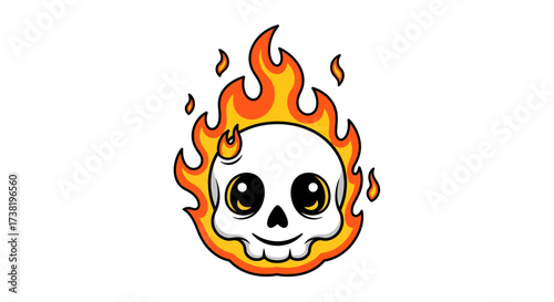 Burning Skull Cartoon Design for Halloween Illustration and Festive Occasions
