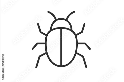 Thin line vector icon outline of a bug insect, software internet bug, computer virus symbol, simple minimalistic bug illustration with transparent background, digital bug concept