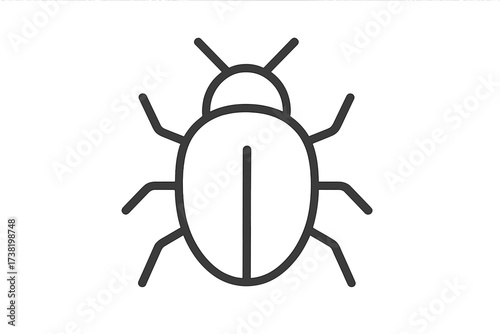 Thin line vector icon of a bug outline, software and computer internet bug illustration, insect graphic symbol with transparent background, technology and nature concept