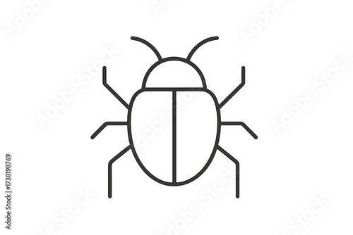 Thin line bug icon outline, software computer internet insect vector illustration, simple transparent background graphic element design for digital and web use