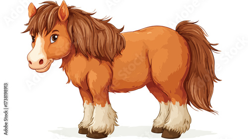 Charming Brown Pony Standing Happily with a Cheerful Expression