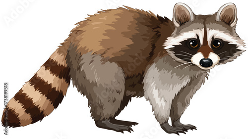 Charming Cartoon Illustration of a Raccoon Standing