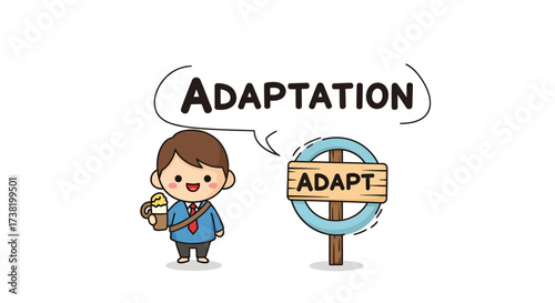 Illustrative depiction portraying a business person embracing adaptation for success and growth