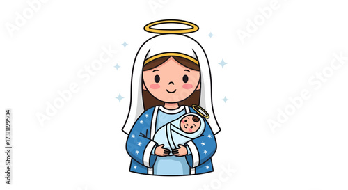 Illustrative depiction of a woman tenderly cradling a newborn child with divine light aura